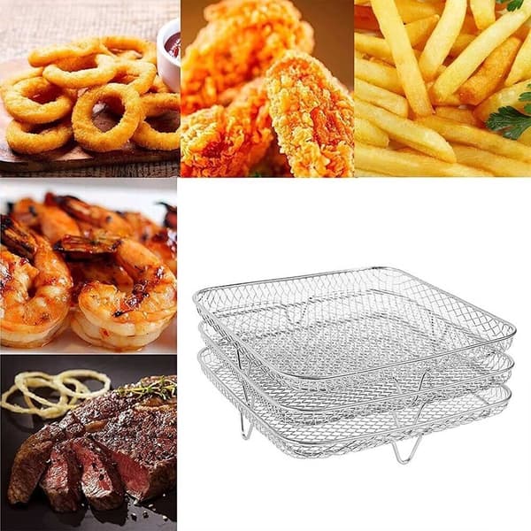 Airfryer Stativ Tre Lag Stabelbart Dehydrator Stativ Rustfrit Stål