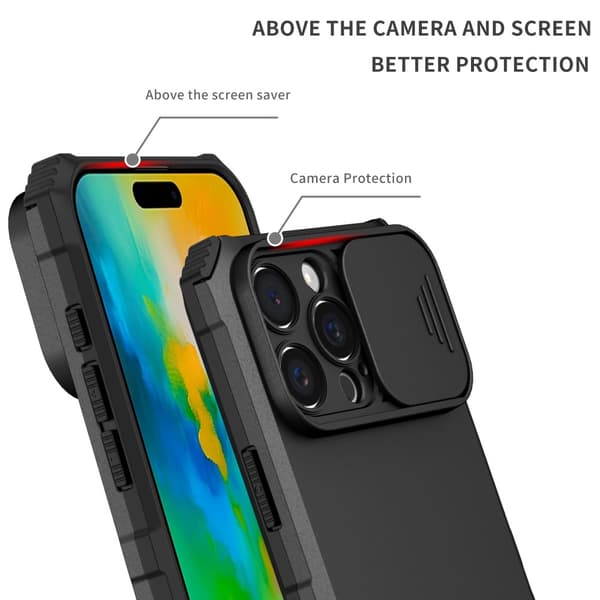 Kickstand Cover iPhone 16 Pro Kamerabeskyttelse Sort