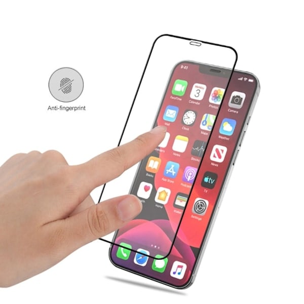iPhone 12 / 12 Pro - AMORUS Fuld Dækkende Skærmbeskytter i Hærdet Glas
