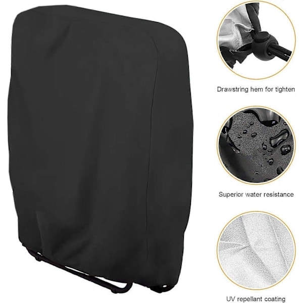 2-pack skyddande överdrag för hopfällbara vilstolar (svart, 71x34x110 cm), vindskydd för trädgårdsstolar, överdrag för fällstolar