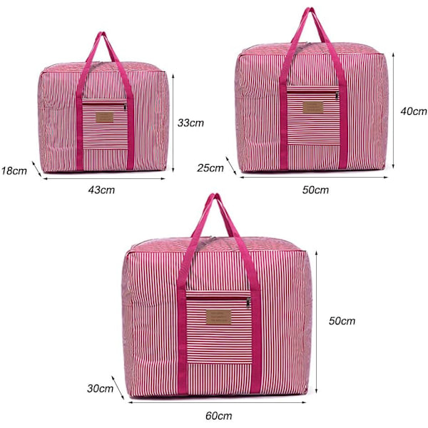 Vattentät tjock stor förvaringsväska 600D Oxford Organizer Resväska för filtar, täcke, kuddar, kläder, flytt, hem (rosa, stor) Large