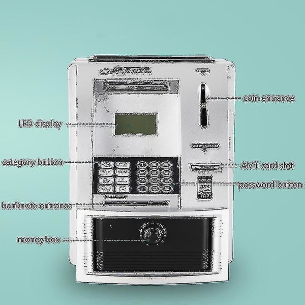 Elektronisk sparegris minibank passord pengeboks kontantmynter sparebøsse minibank safeboks automatisk innskudd pengeseddel jul