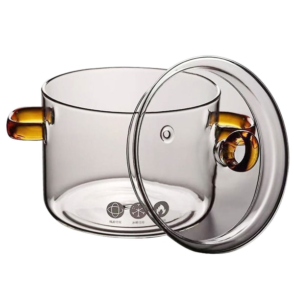 Glasgryta med lock, mikrovågsugnsuppvärmning, köksredskap för mjölk, för pasta