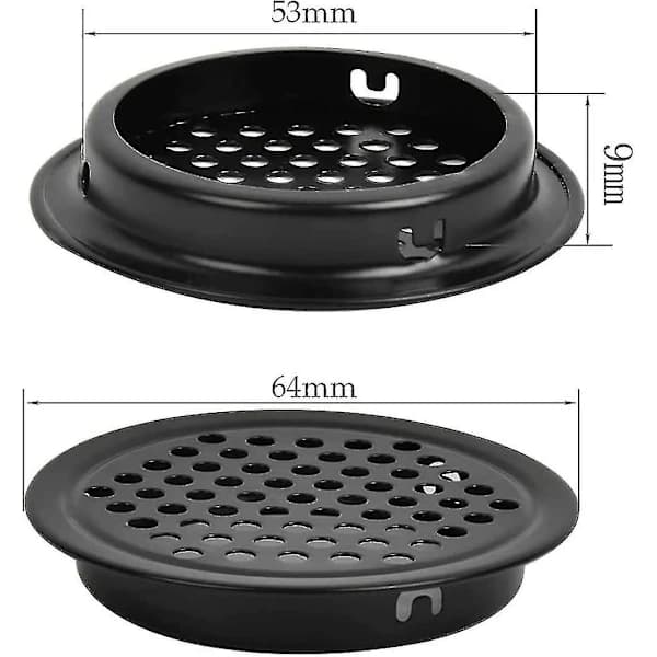 10 stk. ventilationshuller i rustfrit stål, diameter runde ventilationer, ventilationslåg, metaldørventiler, ventilationsgitre, velegnet til skabe, ...