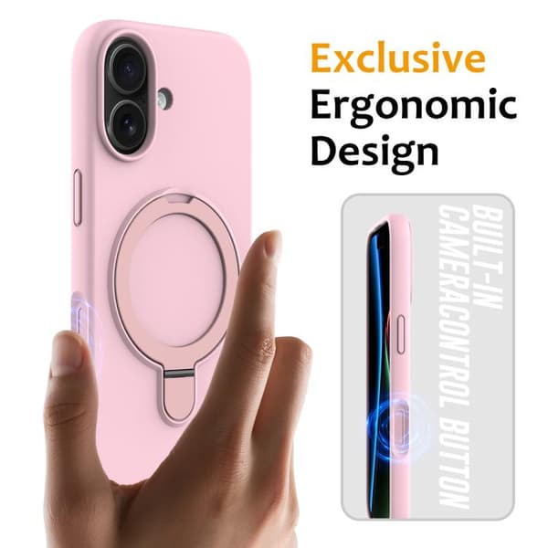 iPhone 17 Cover - Flydende Silikone med MagSafe Magnetisk Ringholder