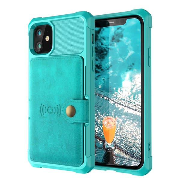 iPhone 12 Mini - Practical Case with Card Holder Blå