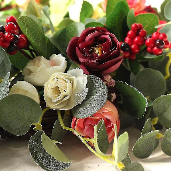Kunstig pæonrose blomsterkrans til hoveddør væg vindue