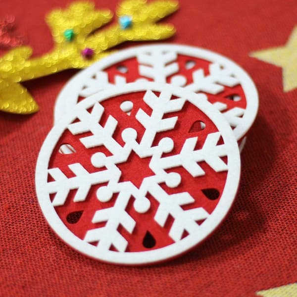 Julefiltbrikker Snøfnugg Coasters Dekorasjoner Sett med 10
