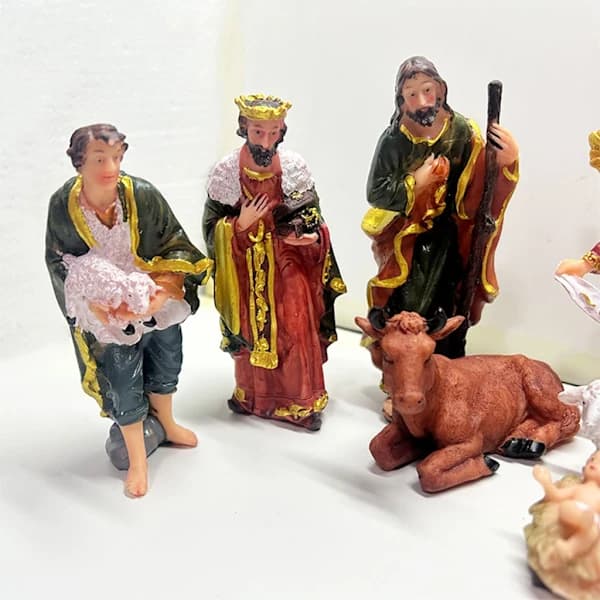 11 st Jesus Julkrubba Staty Julkrubba Set Harts Visemän Figurer för Julkyrka Heminredning[co]