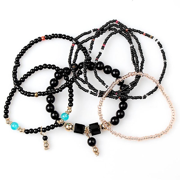 6 sæt boheme flerlags kvast armbånd håndlavede wrap armbånd bangle smykker armbånd til kvinder