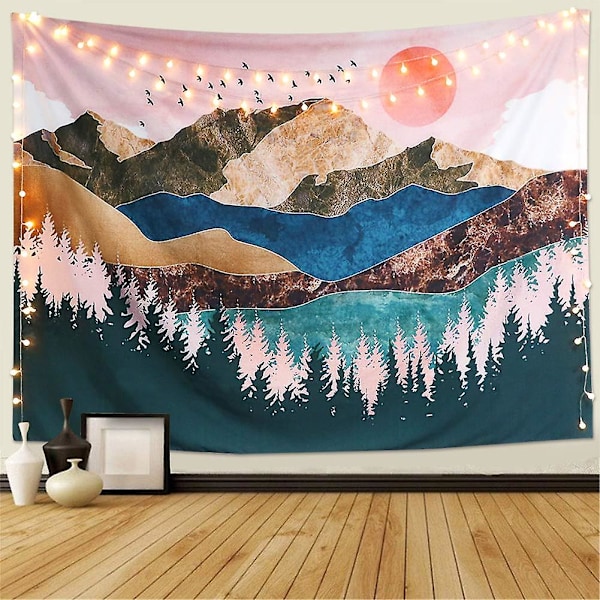 Sunset Wall Tapestry Forest Tree Tapestry Mountain Wall Hanging Psychedelic Nature Landscape