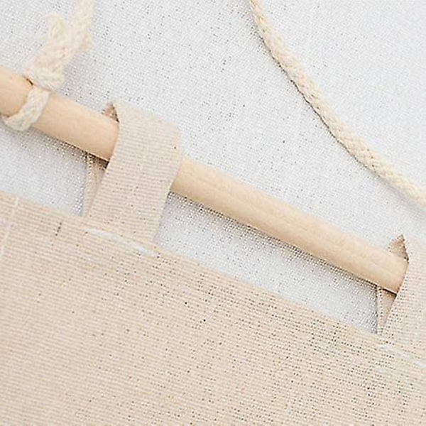 Förvaringsväska över dörren // Förvaringsväska i bomull för upphängning över dörren (3 fickor, beige)