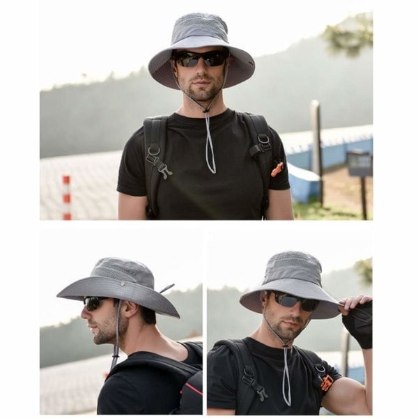 Solhatt herr UV-skydd safarihatt sommar utomhus fiskehatt c