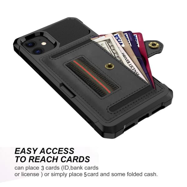 iPhone 12 Mini iskunkestävä kuori korttipaikalla Solid V5 Svart black