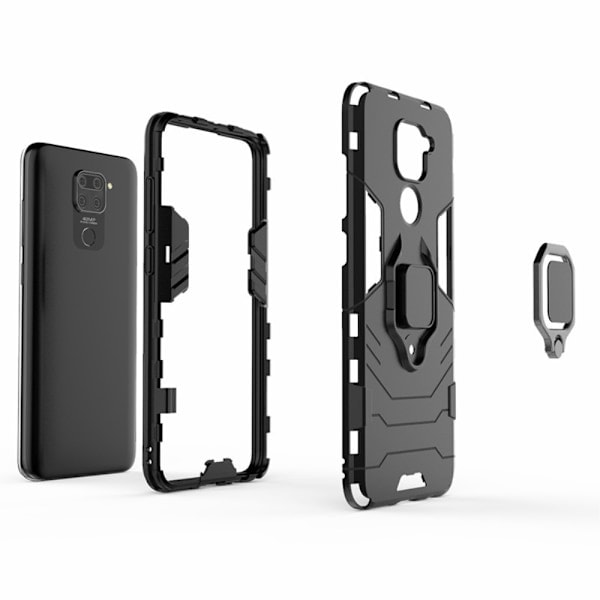 Xiaomi Redmi Note 9 - Hybrid Ring Cover - Sort Black Svart