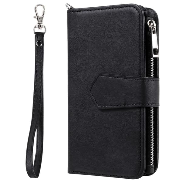 iPhone 12 / 12 Pro - 2i1 Magnet Cover / Pung Etui - Sort Sort Black Svart