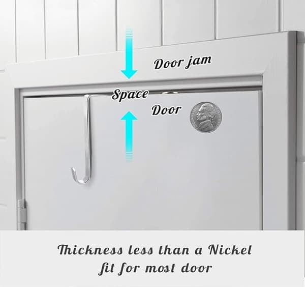 Dörrkrokar, Justerbart Järn, Ingen Borrning, Reptålig, För Rockar, Handdukar Och Kläder, Silver, 8-pack, 10 X 5,1 Cm