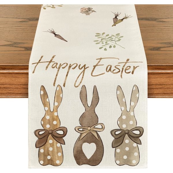 Carrots Rabbit Happy Easter Table Runner, 13 x 72 Inch