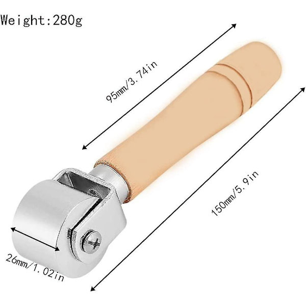 Diy Håndlaget Trehåndtak Rulle Lærverktøy (liten) 1 Stykker