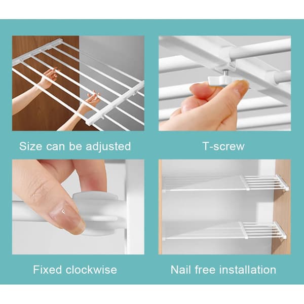 Adjustable Wardrobe Organizer Storage Shelf Wall Mounted Kitchen Shelf Space Saving Wardrobe Decorative Shelves Cabinet Holder