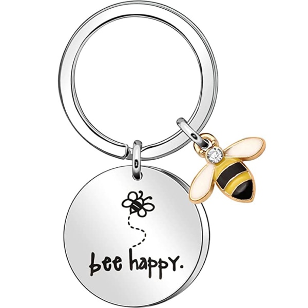 Nyckelring "Bee Happy" Nyckelring Nyckelring, rostfritt stål Bee