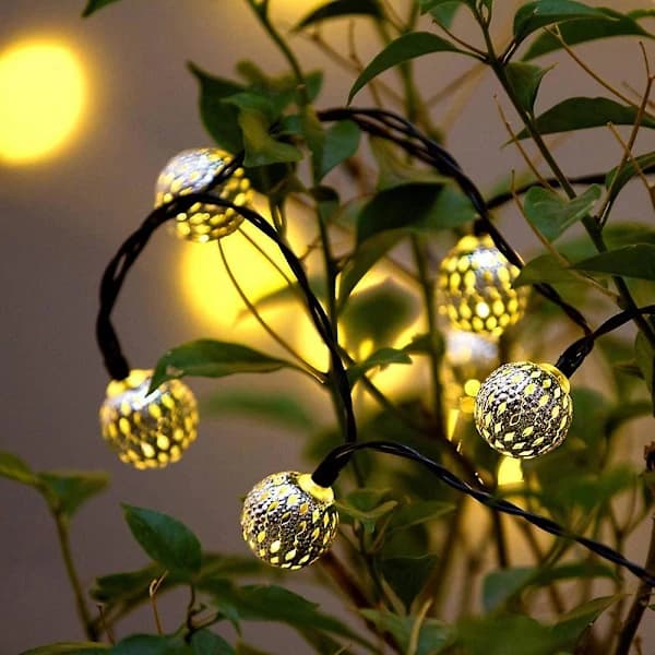 Valosarja, vedenpitävä 20 Led Metal Goble Lantern Solar String[CO]