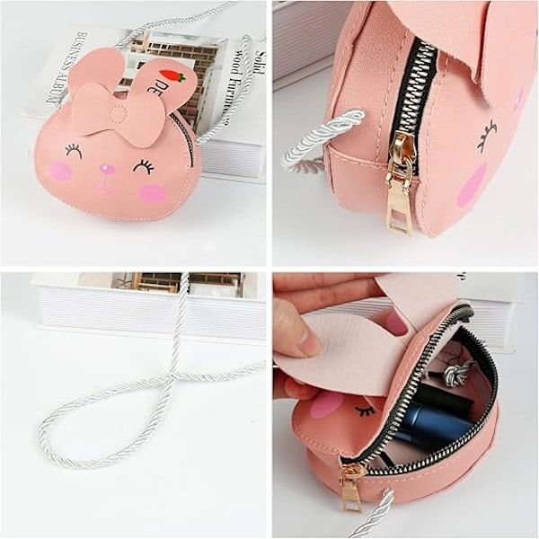 Flickors Crossbodytaske, Lille Skuldertaske, Mini Prinsessetaske, Tegneserietasker, Crossbodytasker, Mini PU Messenger Taske, Rosa/Blå, 2 Stilarter