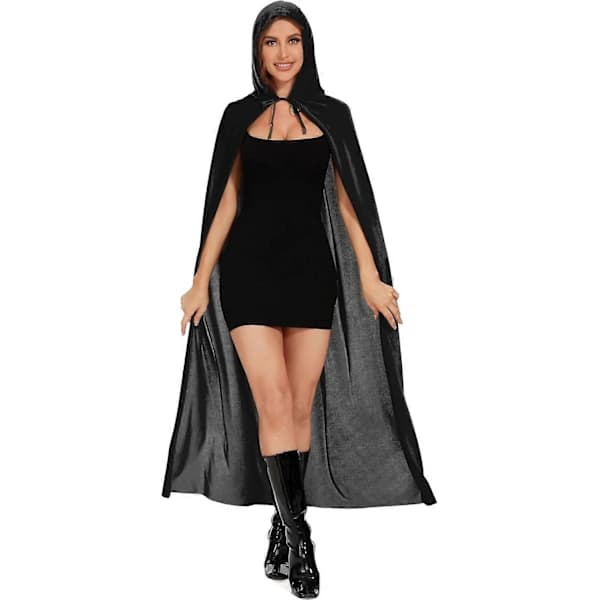 Kappe for kvinner, hettekappe for kvinner, Rødhette-kappe, lilla hettekappe Raven Cosplay-kappe, lilla hettekappe svart M-130cm[CO]