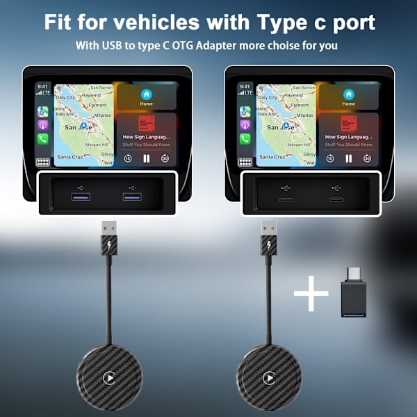 Wireless CarPlay Adapter for Wired CarPlay Cars Black
