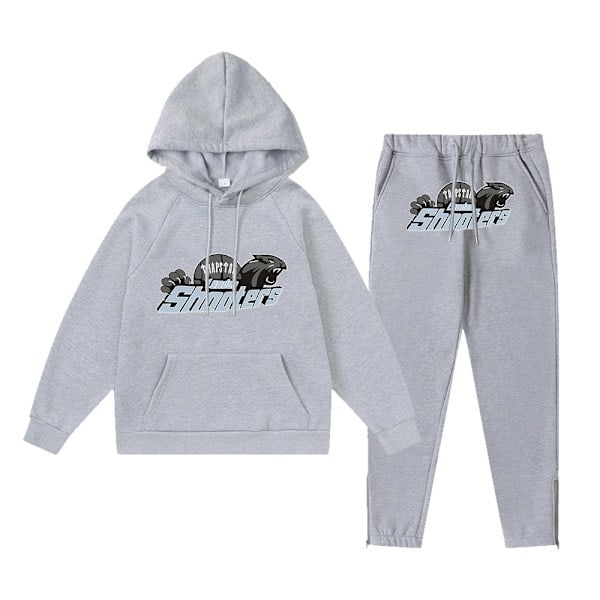 Trapst Tigerhode-trykk Hettegenser Fleece Genser Mote Gradient Bokstav Casual Sportsett Trykk 08 Grå