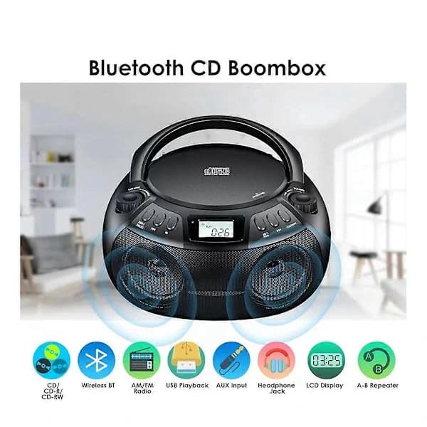 CD-afspiller Multifunktionel Bærbar Bluetooth CD-afspiller Radio EU-stik[CO]