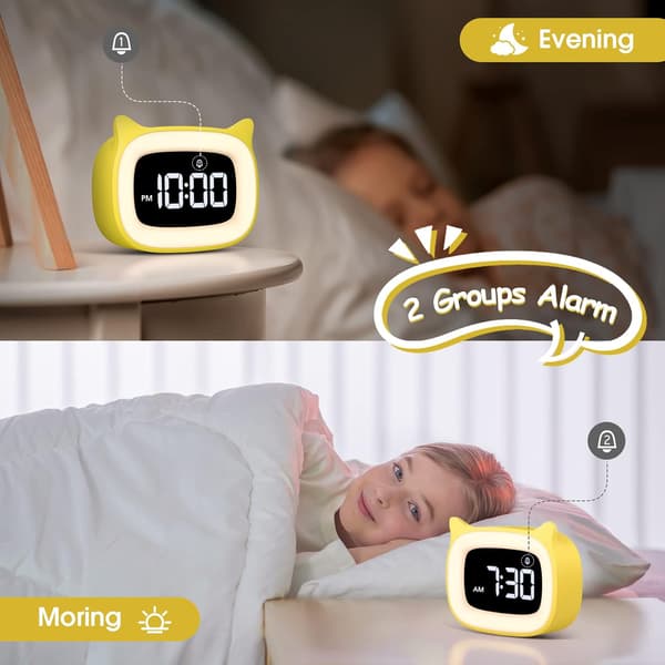 Pedagogisk barnväckarklocka, LED-nattljuspendlar, barnklockor för sovrum, barn sover barnväckarklocka dag/natt lysande, snooze-larm