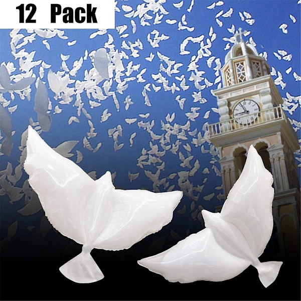 12-pack Dove Ballonger Minnesstund Släpp I , Biologiskt Nedbrytbara Vita Ängel Lyktor Begravning Fest Dekor