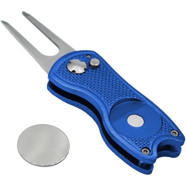 Golf Divot Repair Tool with Pop-up Button & Magnetic Ball Marker, Lightweight, Portable, Mini Divot Repair Tool