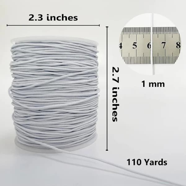 Elastisk Tråd til Armbånd, 1 mm x 110 Yards Stærkt Elastisk Snor til Smykkefremstilling, Halskæder, Perler - V Sort og Hvid