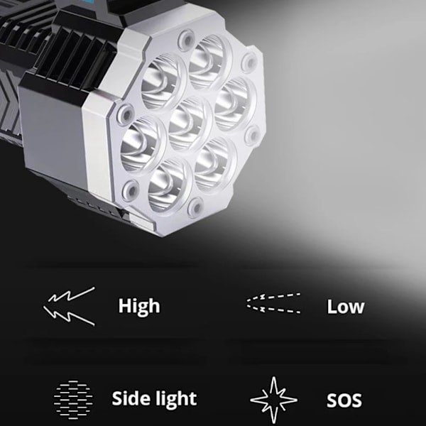 High Power LED Flashlight COB Side Light Outdoor Lighting ABS Flashlight 7LED Rechargeable 400LM Powerful Flashlight