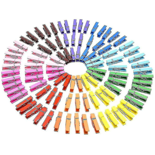 Mini Wooden Pegs 100pcs Coloured Wooden Pegs 10 Colors Mini Wooden Clips 3.5cm