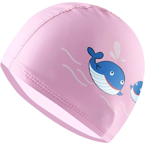 Badehætte til børn, badehætte, hvalmønster, polyurethan badehætte til piger og drenge (pink)