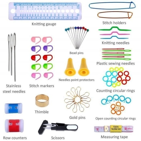 ®RisingFF 100 st Sticktillbehör Kit 22 st Aluminium Stickor Virknålar Sortiment Verktyg Kit Rosa