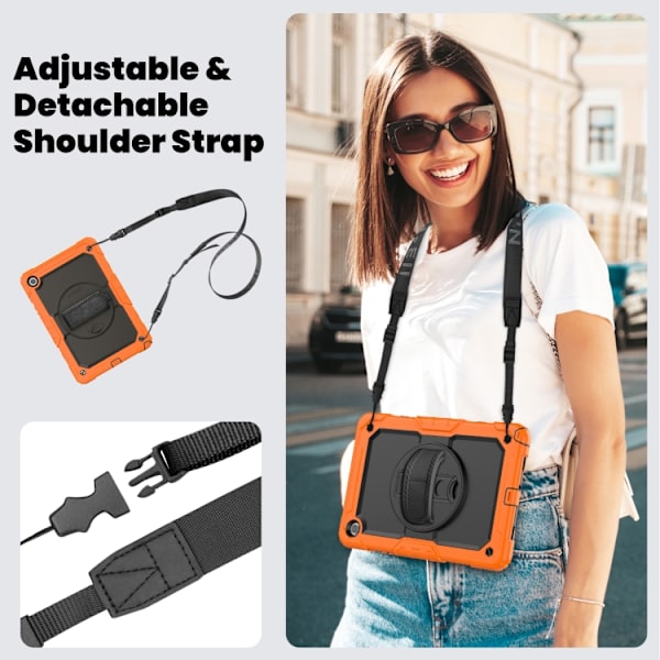 Samsung Galaxy Tab A9+ / A11+ Silicone + PC Case with Shoulder Strap Apelsin