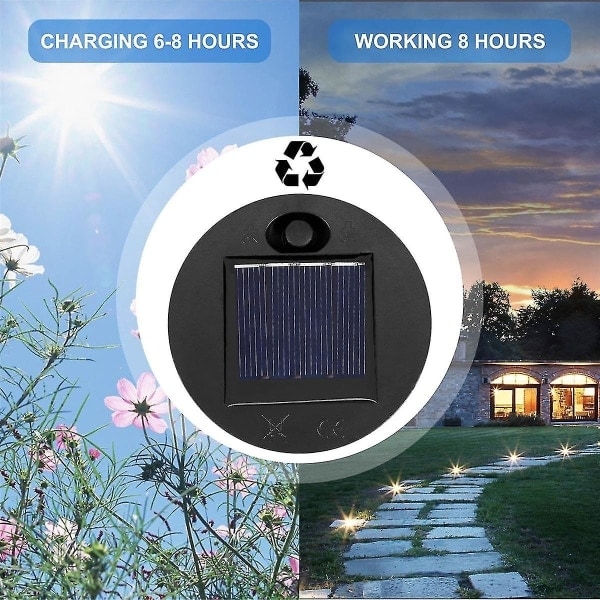 5-pack reservdelar för solcellslampor (övre storlek 7 cm, nedre storlek 6 cm), 7 varmvita LED-lampor, vattentät Som Visas