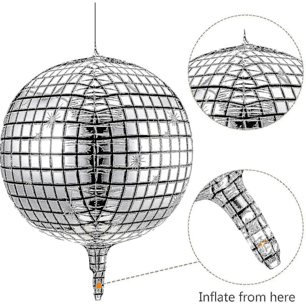 Discokugle Balloner 20 Stykker 22 Tommer 4d Disco Balloner Store Sølv Laser Folie Ballon Metalli