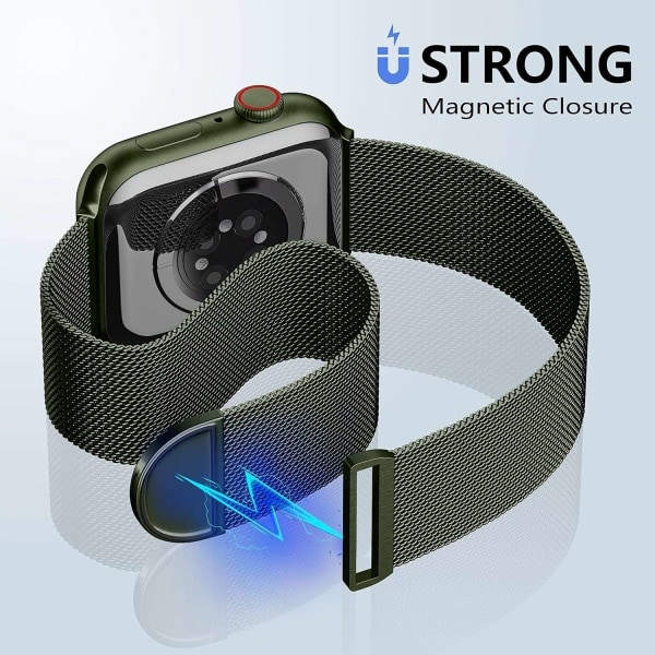 Metalrem kompatibel med Apple Watch rem 40 mm 38 mm 41 mm Green-WELLNGS Grøn 42/44/45/49mm