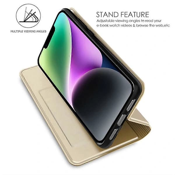 Til iPhone 14 Etui Magnetisk Lukning Læder Telefoncover Kortplads Visningsstativ[co]