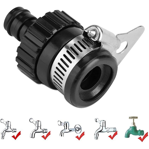 Kobling, Universal Justerbar Adapter Slange Rør Hagemontering Kobling Topp Maks Diameter (10stk, Svart)