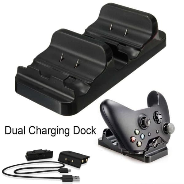 Ladestation til Xbox One til to controllere - med batterier【co】