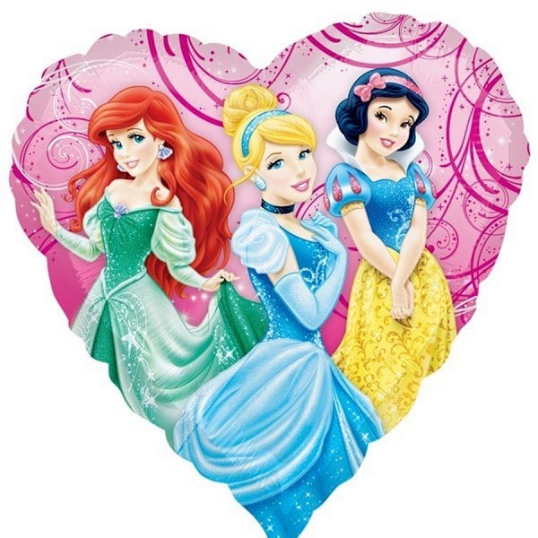 Disney Princess Hjerteformet Folieballong Én Størrelse Flerfarget Multicoloured One Size