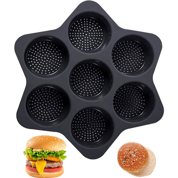 Silikoneform til hamburgerboller, 7 hulrumsform, non-stick bageform, let at tage ud{PL}