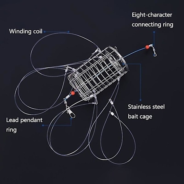1 pcs Crab Trap with Multiple Hooks; Reusable Bait Cage for Outdoor Crabs, Shrimp, and Lobster