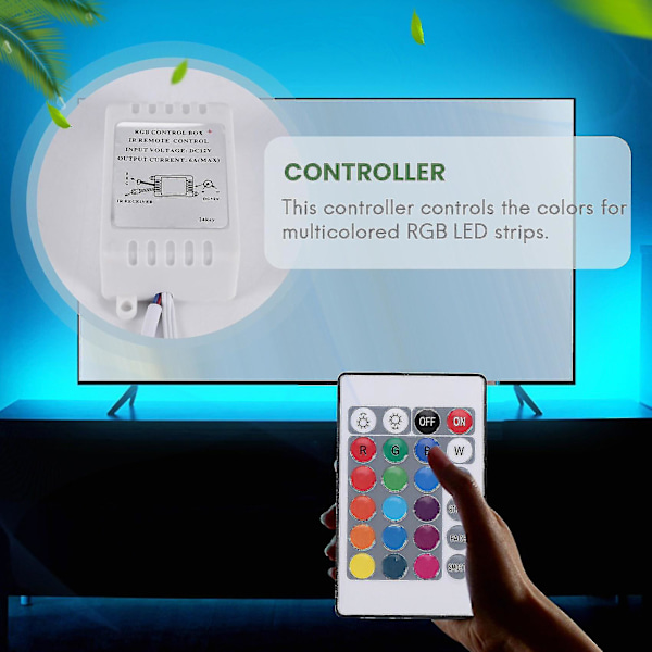 Led Rgb Controller Control Ir Fb 24 Nøgler Hvid 12v